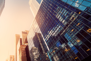 Street perspective of skyscrapers